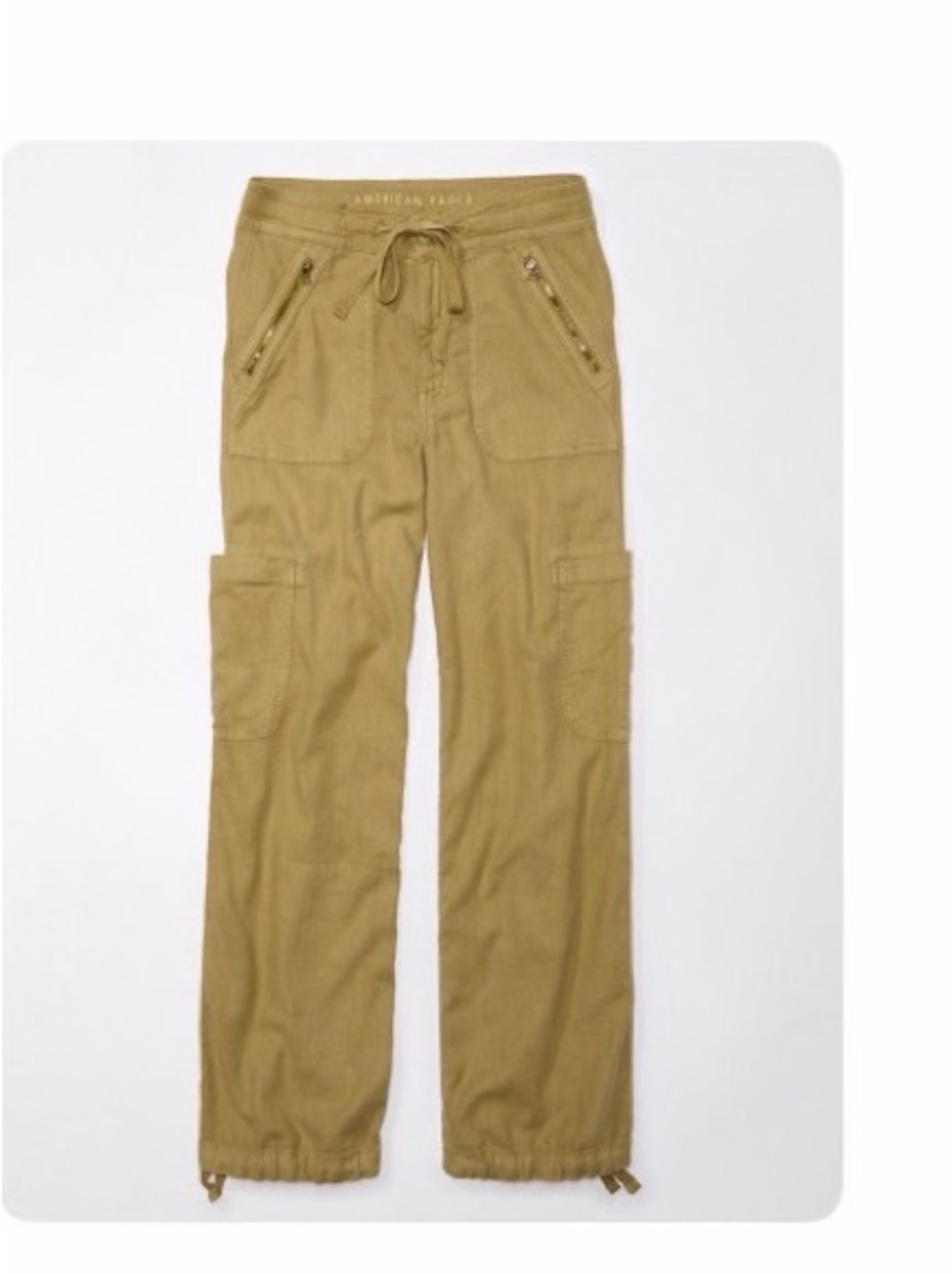 Casual Drawstring Cargo Pants - Light olive green